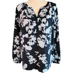 Daisy Fuentes Blue Floral Print Blouse Career Top Women's S NWT